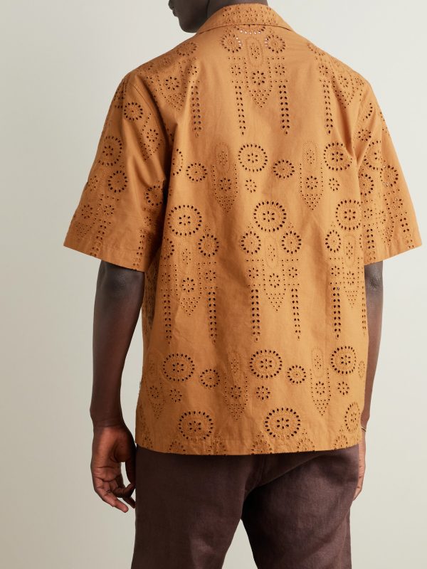 Ben 5392 Camp-Collar Broderie Anglaise Cotton Shirt - BK Ben 5392 Camp-Collar Broderie Anglaise Cotton Shirt - BK