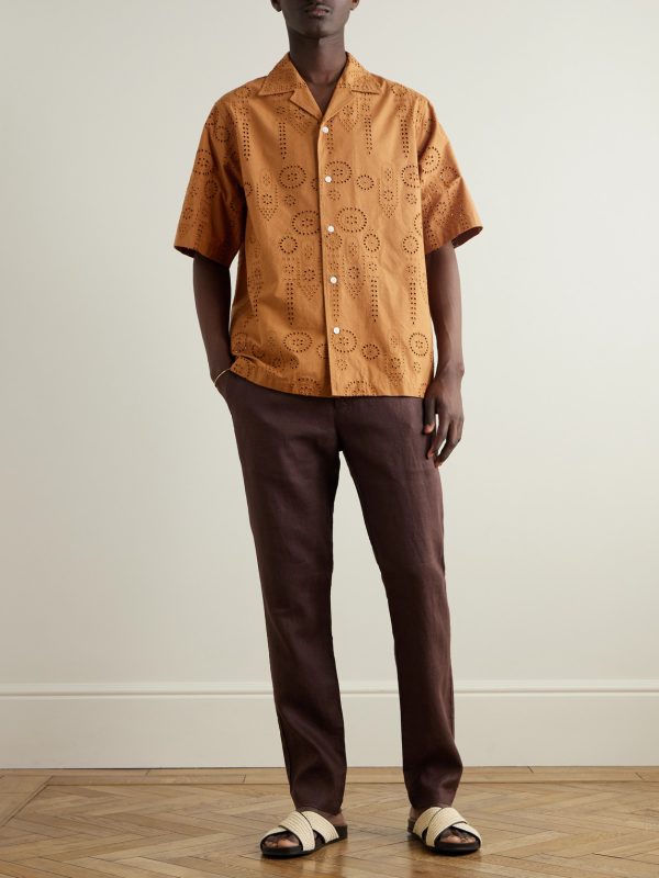 Ben 5392 Camp-Collar Broderie Anglaise Cotton Shirt - OU Ben 5392 Camp-Collar Broderie Anglaise Cotton Shirt - OU