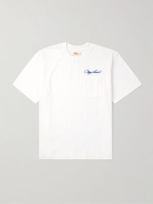 Distressed Logo-Embroidered Cotton-Jersey T-Shirt