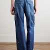 Wide-Leg Distressed Paint-Splattered Cotton-Twill Cargo Trousers - BK Wide-Leg Distressed Paint-Splattered Cotton-Twill Cargo Trousers - BK
