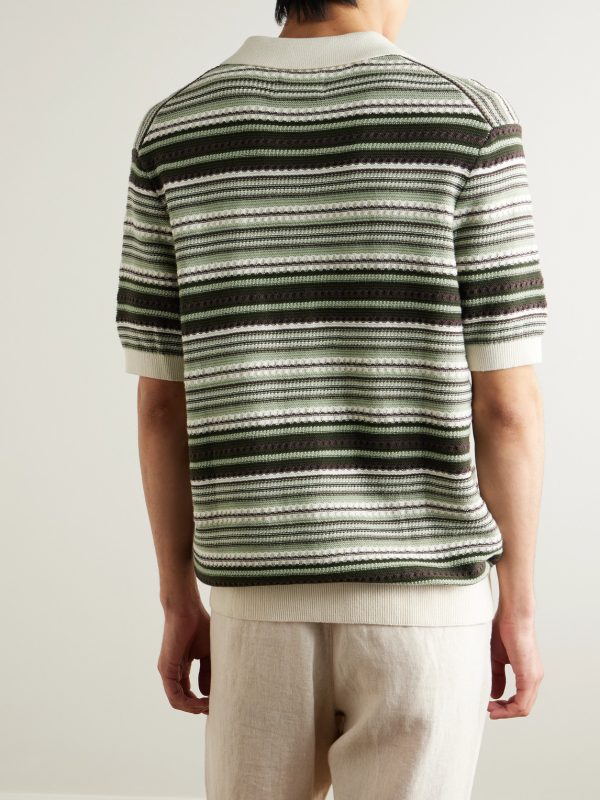 Nolan 6686 Striped Textured-Knit Organic Cotton Cardigan - BK