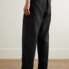 Kay 1454 Straight-Leg Pleated Linen Trousers - BK Kay 1454 Straight-Leg Pleated Linen Trousers - BK