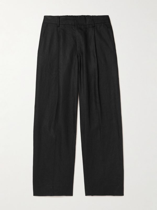 Kay 1454 Straight-Leg Pleated Linen Trousers Kay 1454 Straight-Leg Pleated Linen Trousers