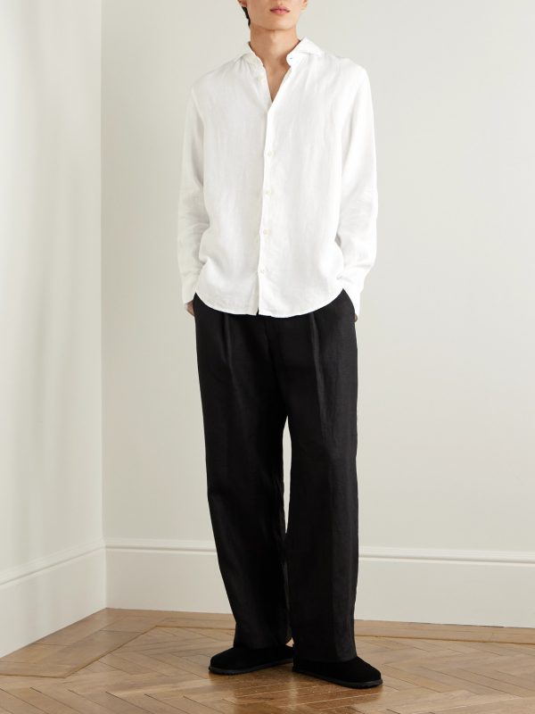 Kay 1454 Straight-Leg Pleated Linen Trousers - OU Kay 1454 Straight-Leg Pleated Linen Trousers - OU
