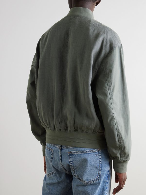 Leo Linen Bomber Jacket - BK Leo Linen Bomber Jacket - BK