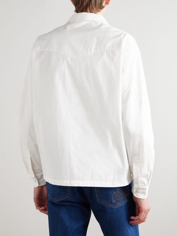 Logo-Embroidered Cotton-Poplin Shirt - BK Logo-Embroidered Cotton-Poplin Shirt - BK