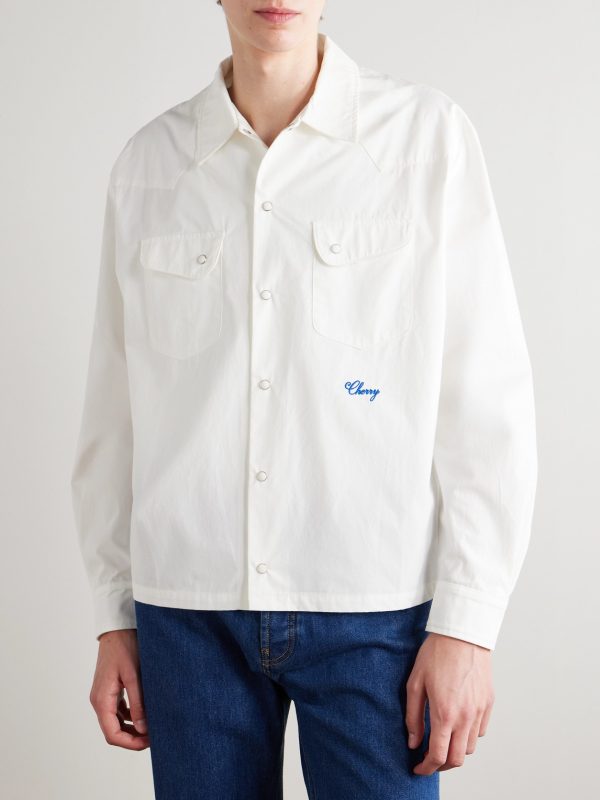 Logo-Embroidered Cotton-Poplin Shirt - FR Logo-Embroidered Cotton-Poplin Shirt - FR