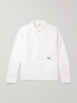 Logo-Embroidered Cotton-Poplin Shirt