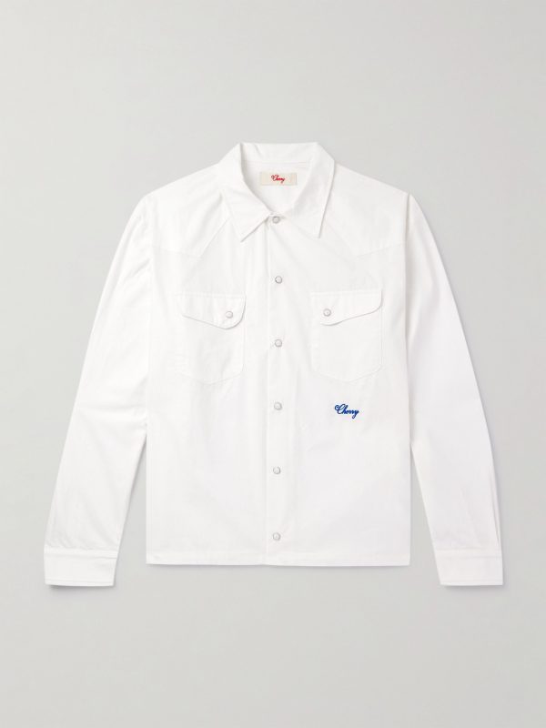 Logo-Embroidered Cotton-Poplin Shirt Logo-Embroidered Cotton-Poplin Shirt