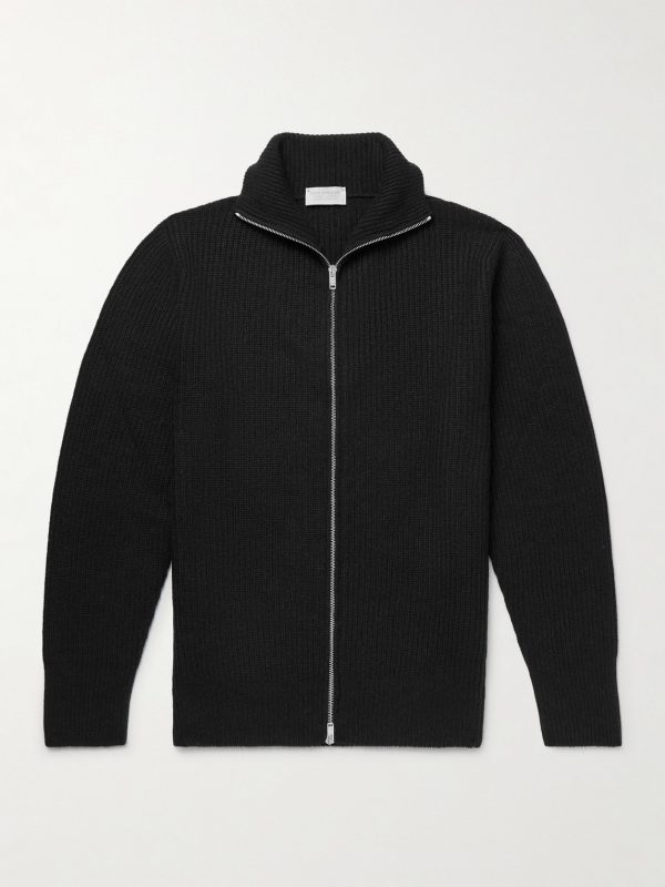 Mallam Ribbed Recycled-Cashmere and Merino Wool-Blend Zip-Up Cardigan
