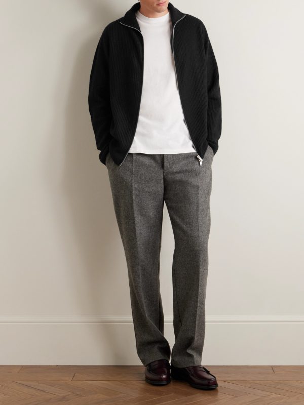 Mallam Ribbed Recycled-Cashmere and Merino Wool-Blend Zip-Up Cardigan - OU