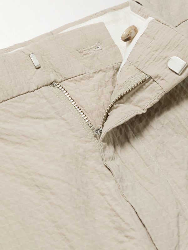 Bill 5721 Straight-Leg Organic Cotton-Blend Seersucker Trousers - E1