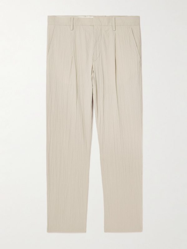 Bill 5721 Straight-Leg Organic Cotton-Blend Seersucker Trousers