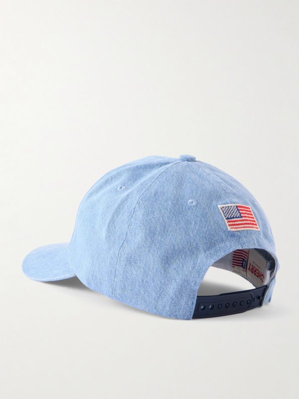 Logo-Embroidered Appliquéd Denim Cap - BK Logo-Embroidered Appliquéd Denim Cap - BK