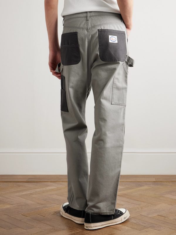 Straight-Leg Double-Knee Cotton-Canvas Trousers - BK