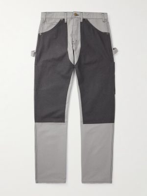 Straight-Leg Double-Knee Cotton-Canvas Trousers