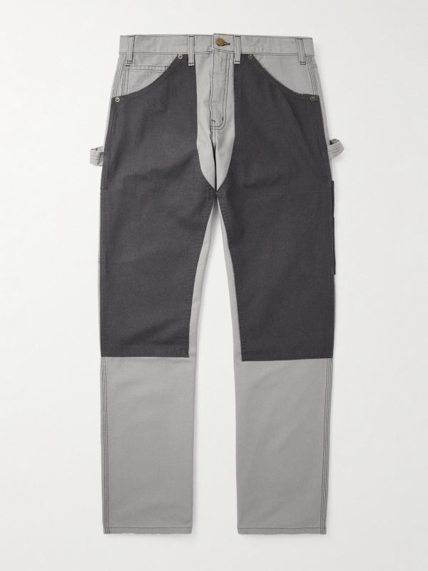 Straight-Leg Double-Knee Cotton-Canvas Trousers