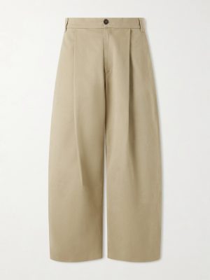 Sorte Wide-Leg Pleated Cotton-Twill Trousers Sorte Wide-Leg Pleated Cotton-Twill Trousers