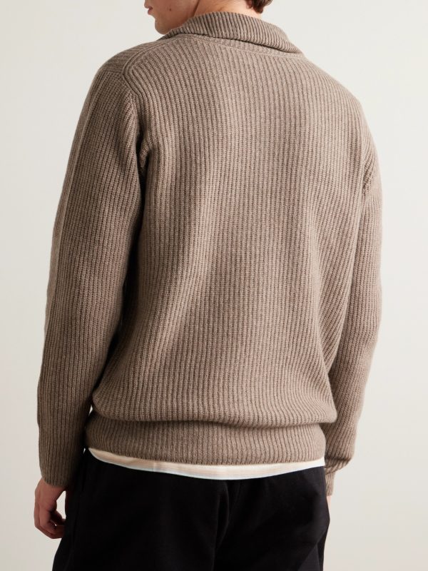 Mallam Ribbed Recycled-Cashmere and Merino Wool-Blend Zip-Up Cardigan - BK Mallam Ribbed Recycled-Cashmere and Merino Wool-Blend Zip-Up Cardigan - BK