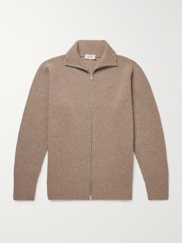Mallam Ribbed Recycled-Cashmere and Merino Wool-Blend Zip-Up Cardigan Mallam Ribbed Recycled-Cashmere and Merino Wool-Blend Zip-Up Cardigan