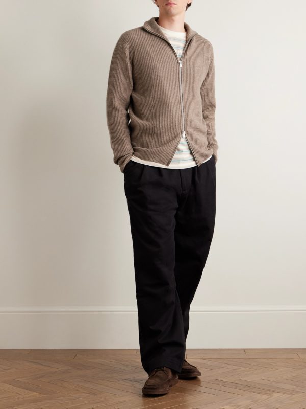 Mallam Ribbed Recycled-Cashmere and Merino Wool-Blend Zip-Up Cardigan - OU Mallam Ribbed Recycled-Cashmere and Merino Wool-Blend Zip-Up Cardigan - OU