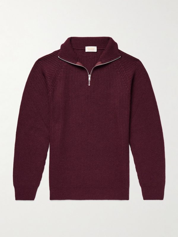 Ryker Ribbed Recycled-Cashmere and Wool-Blend Half-Zip Sweater