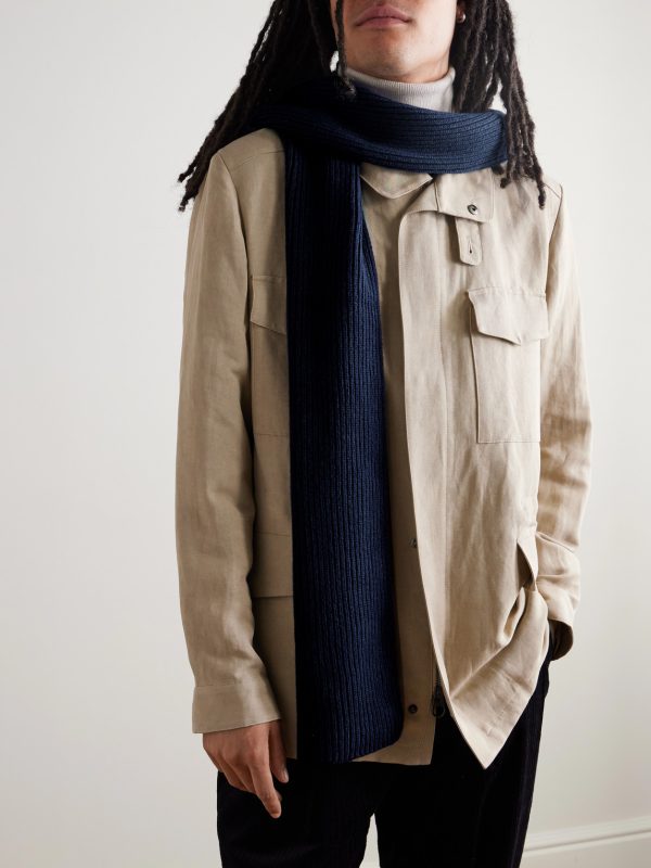 Stark Ribbed Recycled-Cashmere and Merino Wool-Blend Scarf - OU Stark Ribbed Recycled-Cashmere and Merino Wool-Blend Scarf - OU