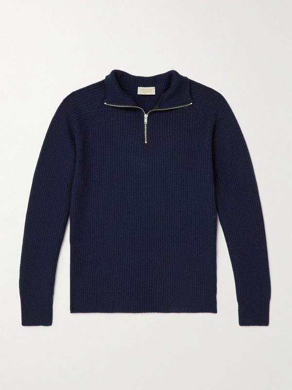 Ryker Ribbed Recycled-Cashmere and Wool-Blend Half-Zip Sweater Ryker Ribbed Recycled-Cashmere and Wool-Blend Half-Zip Sweater