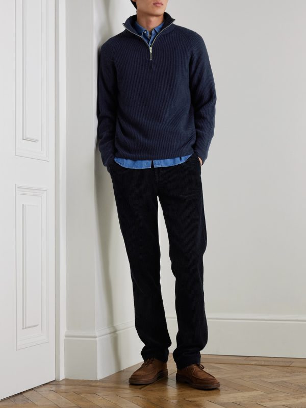 Ryker Ribbed Recycled-Cashmere and Wool-Blend Half-Zip Sweater - OU Ryker Ribbed Recycled-Cashmere and Wool-Blend Half-Zip Sweater - OU