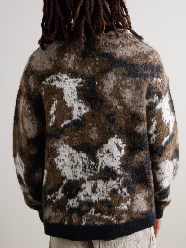 Merton Camouflage Intarsia-Knit Cardigan - BK Merton Camouflage Intarsia-Knit Cardigan - BK