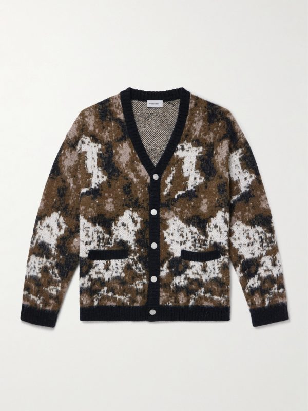 Merton Camouflage Intarsia-Knit Cardigan Merton Camouflage Intarsia-Knit Cardigan