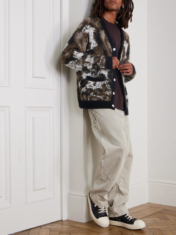 Merton Camouflage Intarsia-Knit Cardigan - OU Merton Camouflage Intarsia-Knit Cardigan - OU