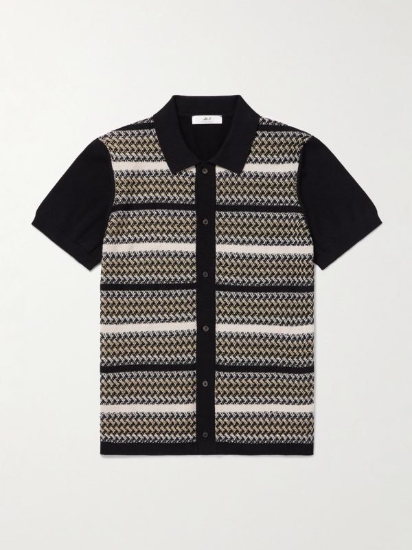 Striped Jacquard-Knit Organic Cotton Shirt