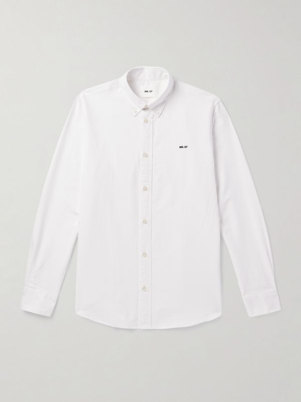 Colby 5910 Button-Down Collar Logo-Embroidered Organic Cotton Shirt Colby 5910 Button-Down Collar Logo-Embroidered Organic Cotton Shirt