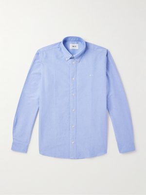 Colby 5910 Button-Down Collar Logo-Embroidered Organic Cotton Shirt Colby 5910 Button-Down Collar Logo-Embroidered Organic Cotton Shirt