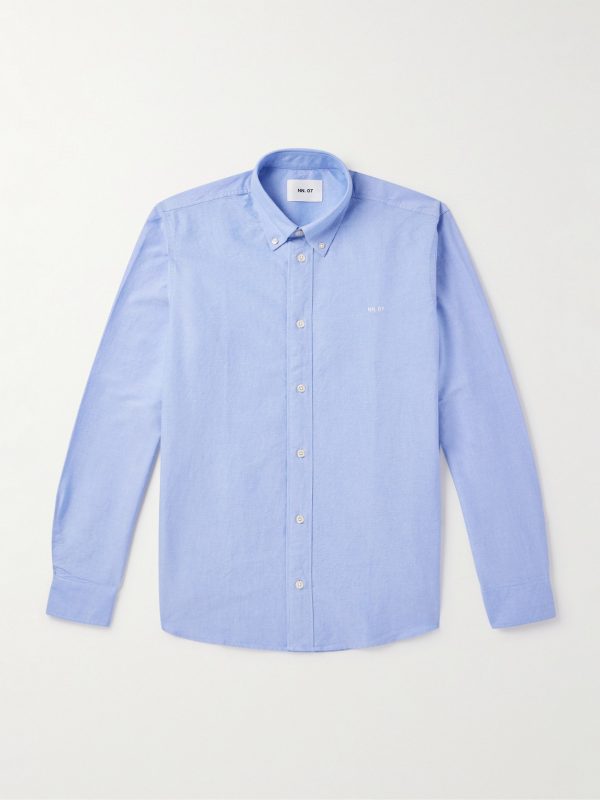 Colby 5910 Button-Down Collar Logo-Embroidered Organic Cotton Shirt Colby 5910 Button-Down Collar Logo-Embroidered Organic Cotton Shirt
