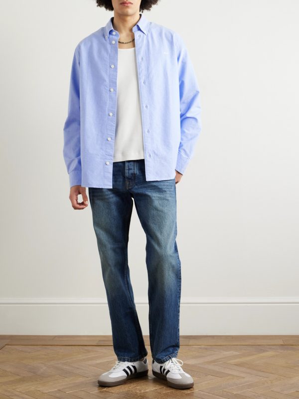 Colby 5910 Button-Down Collar Logo-Embroidered Organic Cotton Shirt - OU Colby 5910 Button-Down Collar Logo-Embroidered Organic Cotton Shirt - OU