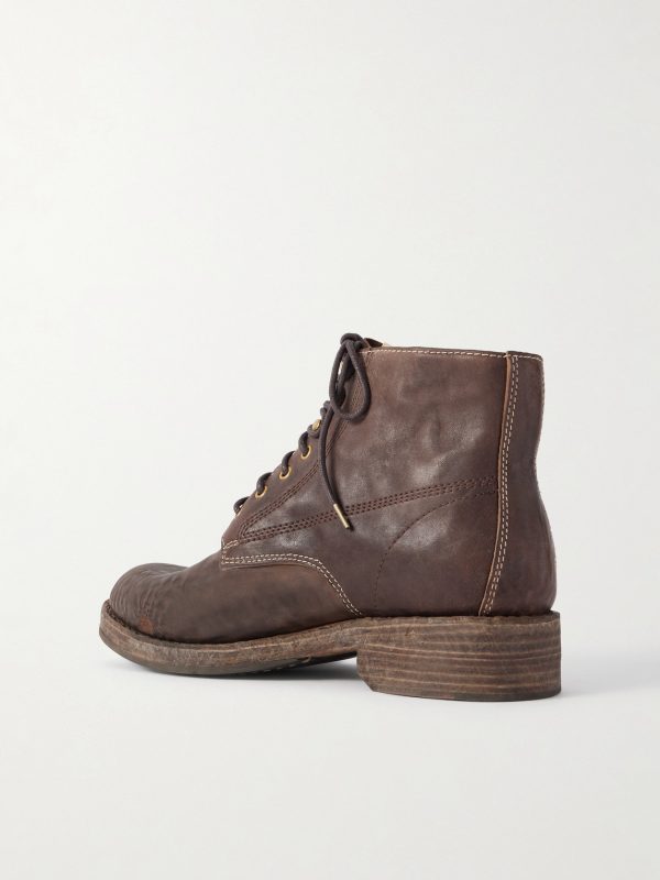 Virgil Distressed Leather Lace-Up Boots - BK Virgil Distressed Leather Lace-Up Boots - BK