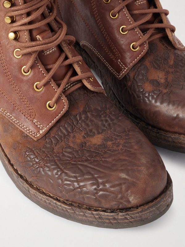 Virgil Distressed Leather Lace-Up Boots - CU