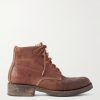Virgil Distressed Leather Lace-Up Boots
