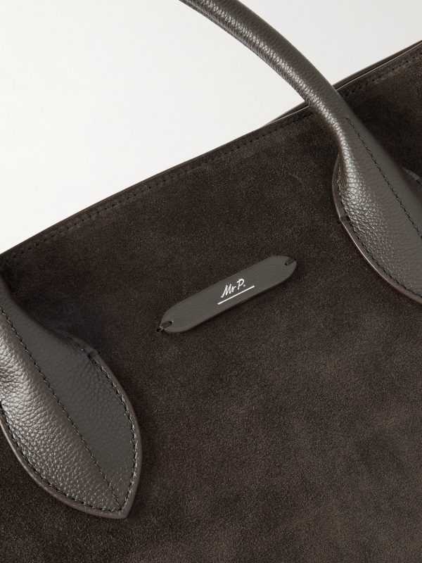 Full Grain Leather-Trimmed Suede Tote - CU Full Grain Leather-Trimmed Suede Tote - CU