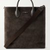 Full Grain Leather-Trimmed Suede Tote Full Grain Leather-Trimmed Suede Tote