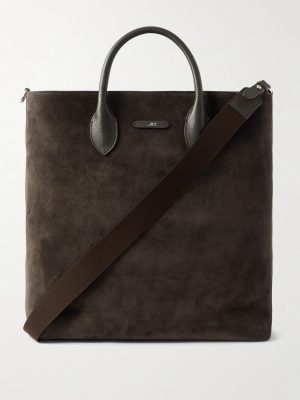 Full Grain Leather-Trimmed Suede Tote Full Grain Leather-Trimmed Suede Tote