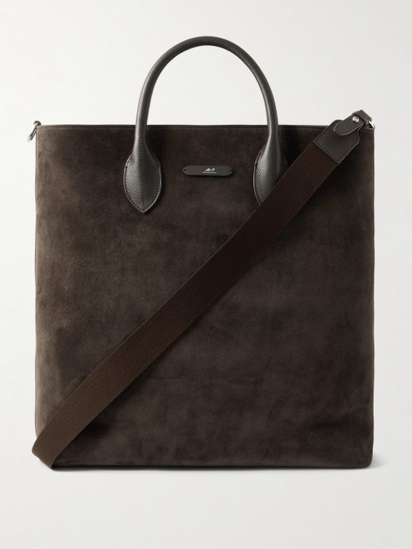 Full Grain Leather-Trimmed Suede Tote Full Grain Leather-Trimmed Suede Tote