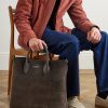 Full Grain Leather-Trimmed Suede Tote - OU Full Grain Leather-Trimmed Suede Tote - OU