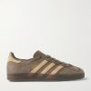 Gazelle Indoor Suede-Trimmed Leather Sneakers