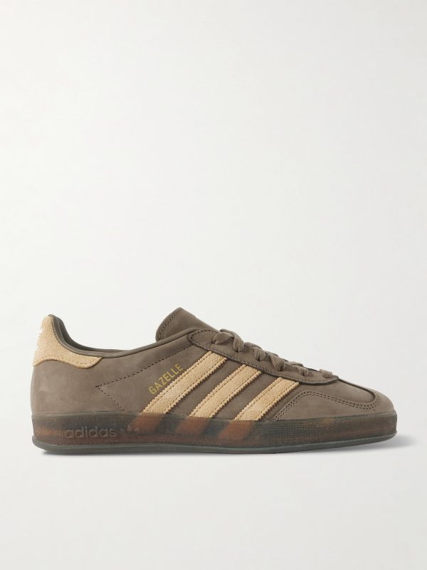 Gazelle Indoor Suede-Trimmed Leather Sneakers