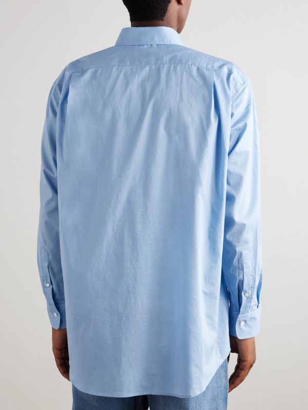 Oversized Button-Down Collar Cotton Shirt - BK Oversized Button-Down Collar Cotton Shirt - BK