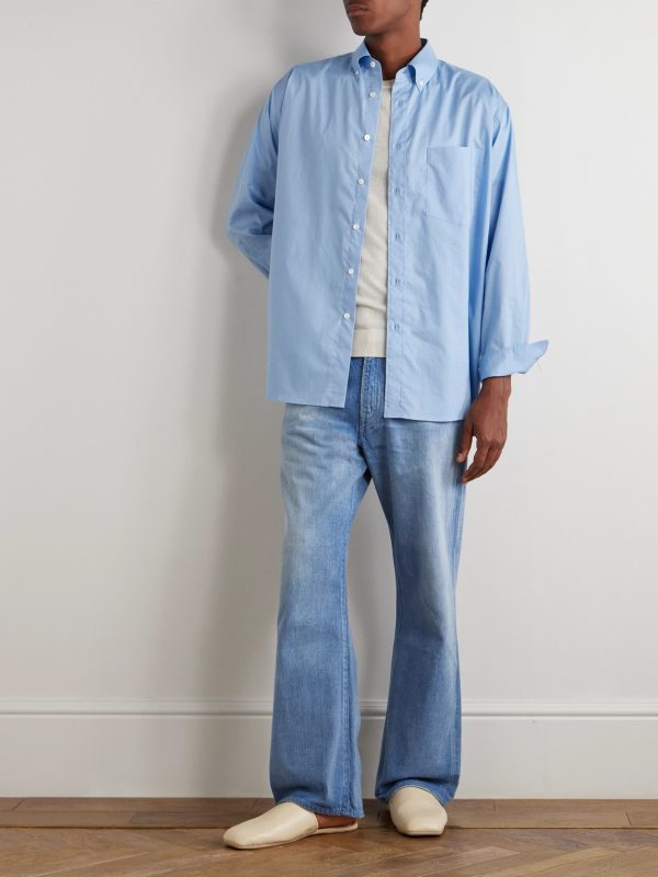 Oversized Button-Down Collar Cotton Shirt - OU Oversized Button-Down Collar Cotton Shirt - OU