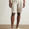 Straight-Leg Pleated Linen Shorts - FR
